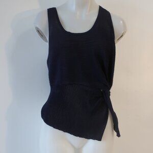 Womens Michelle Mason Navy Blue Crinkled Front Twist Sleeveless Top P US/XS